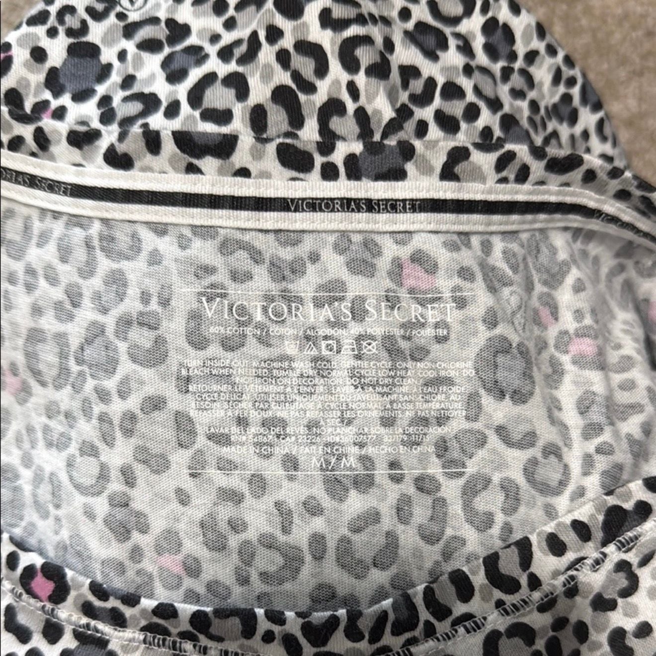 Victoria's Secret Leopard Print Long Sleeve Sleep Shirt Size M 5
