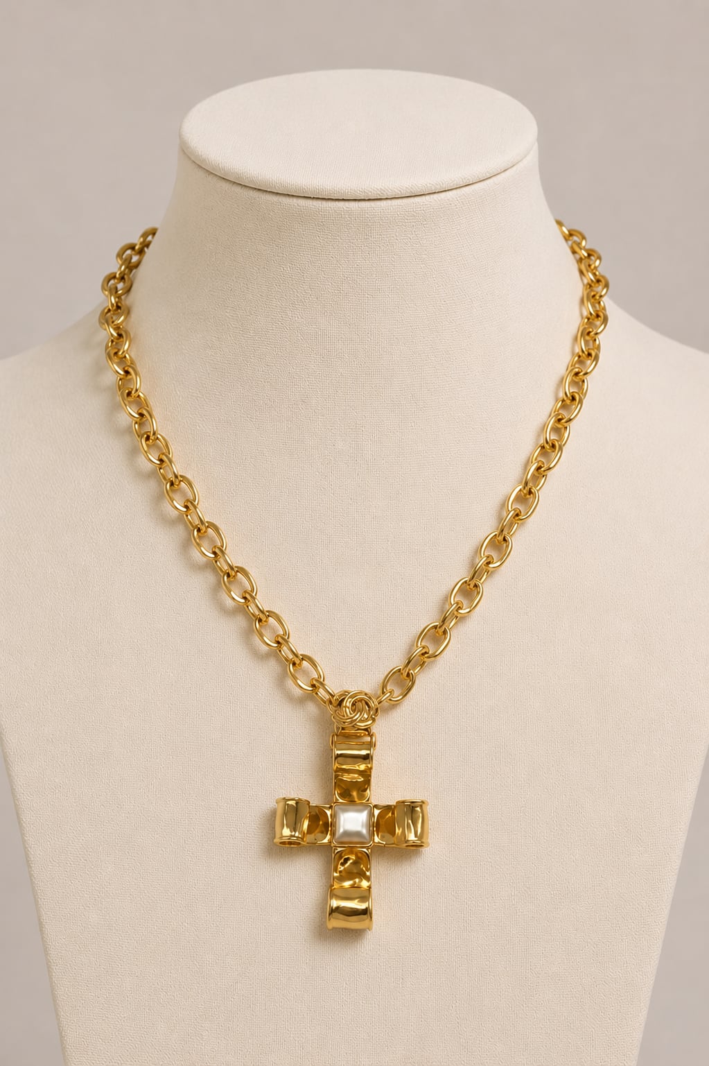 Chanel 1994 CC Cross Pendant Necklace - gold plated 1
