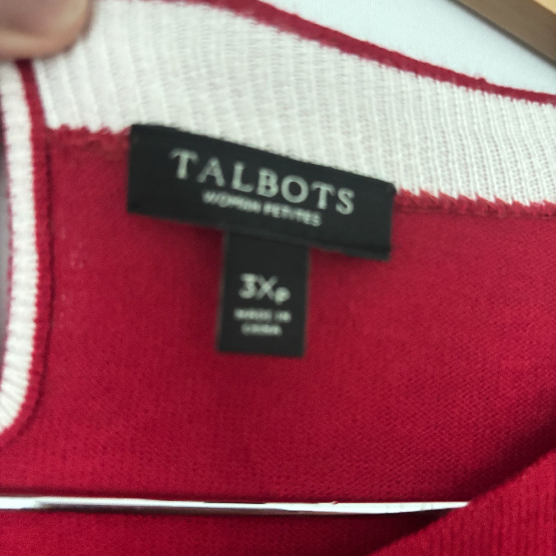 Talbots Women Petites 3Xp Red Pearl Embellished Sweater 3