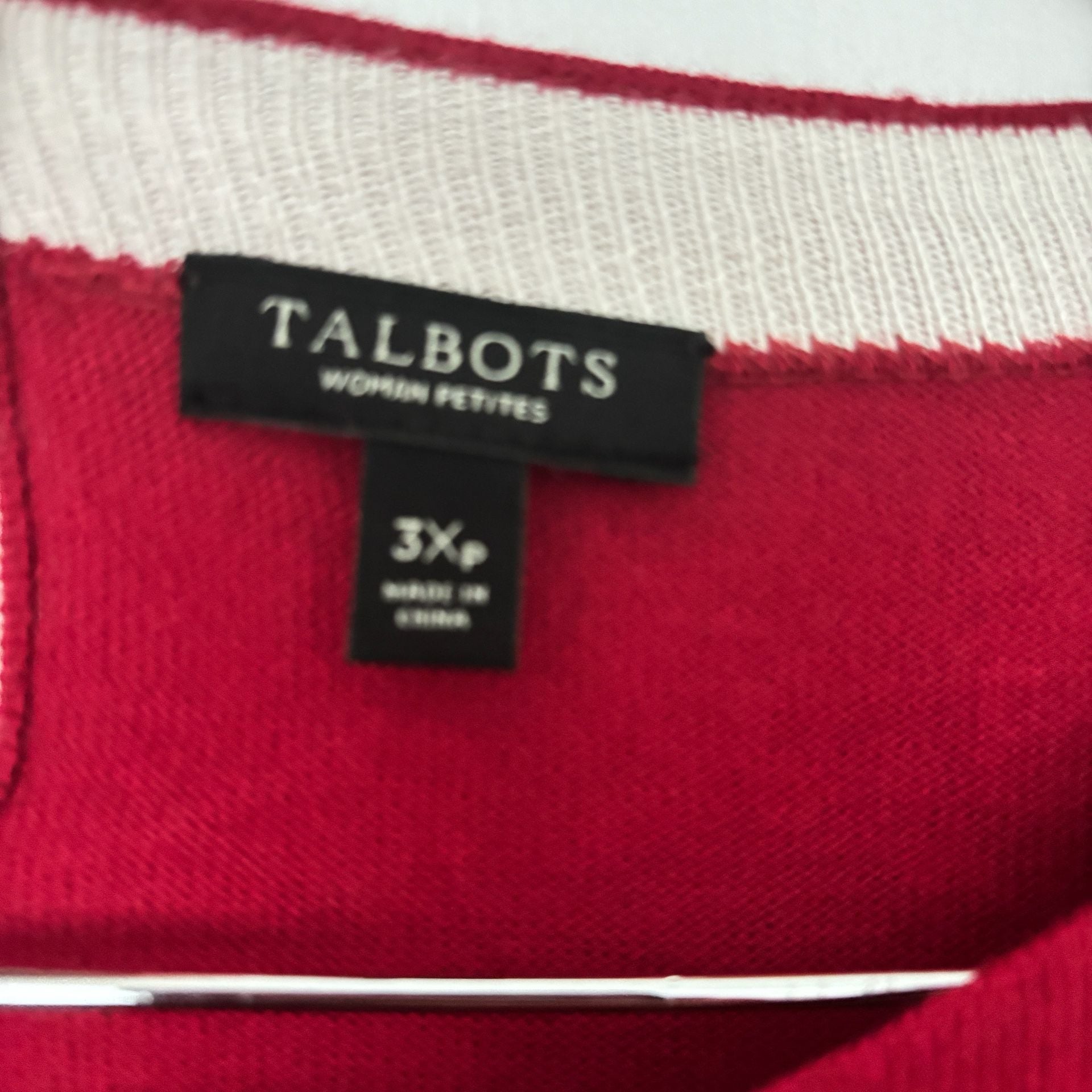 Talbots Women Petites 3Xp Red Pearl Embellished Sweater 4