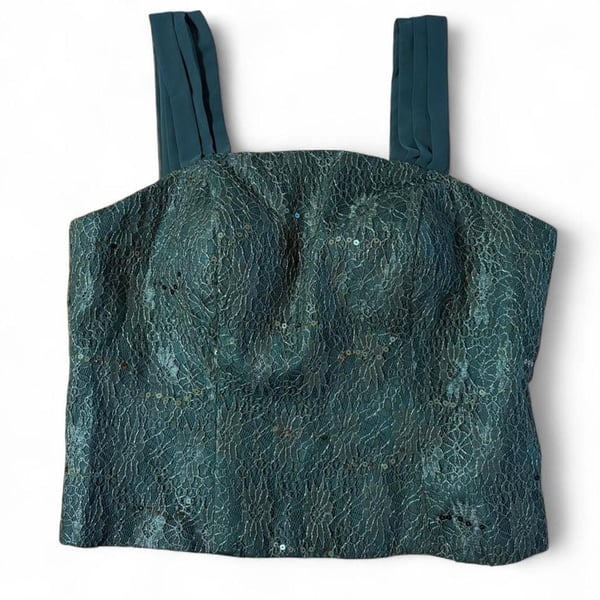 Wedding Dress Teal Lace Sequin Corset Top Size US 4