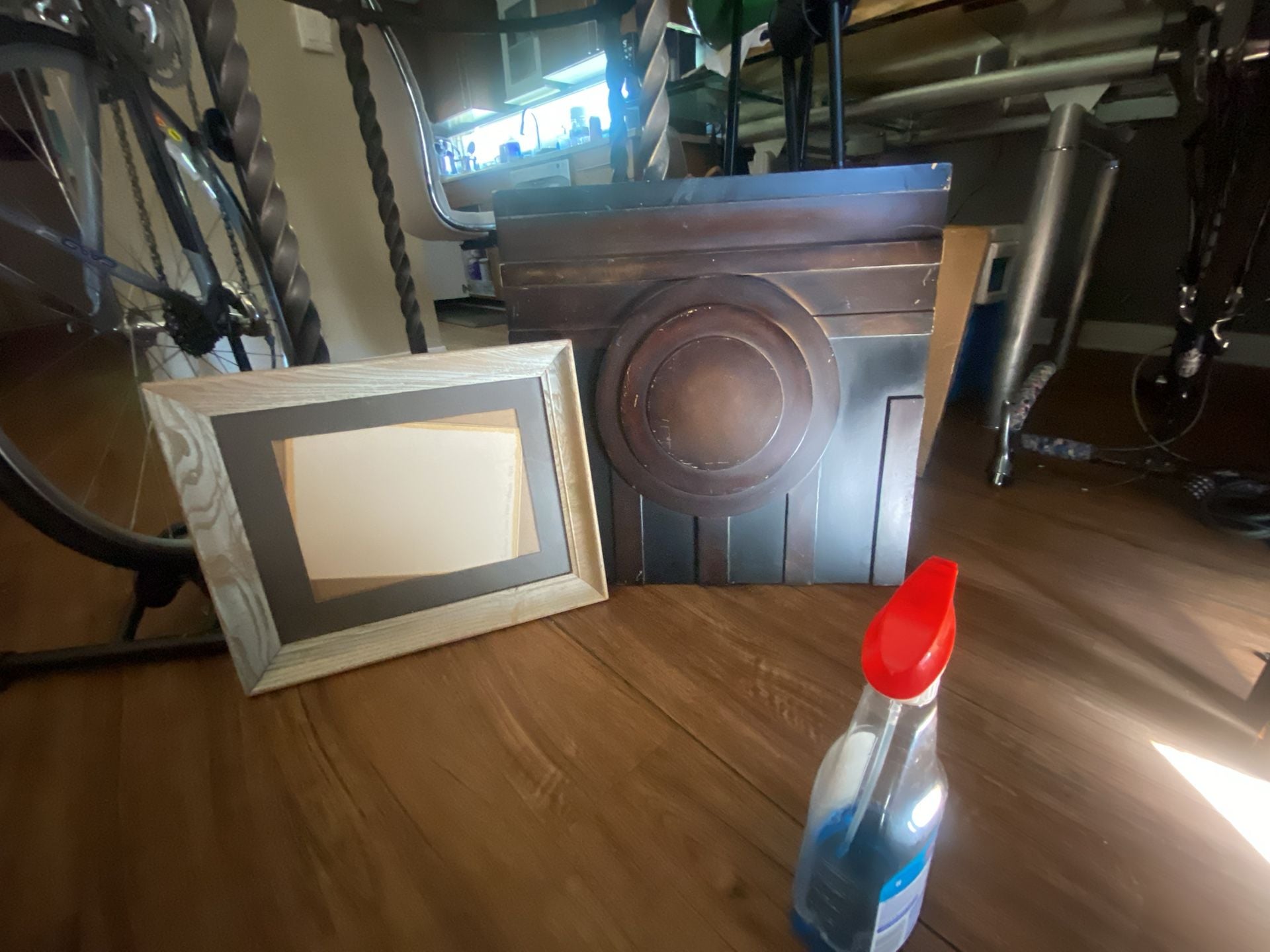 Decorative Wood Picture Frame and Geometric Wall Art Panel Set 1