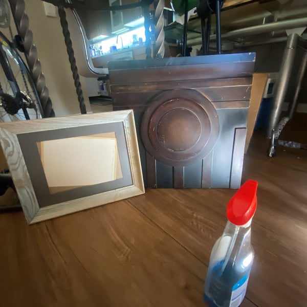 Decorative Wood Picture Frame and Geometric Wall Art Panel Set