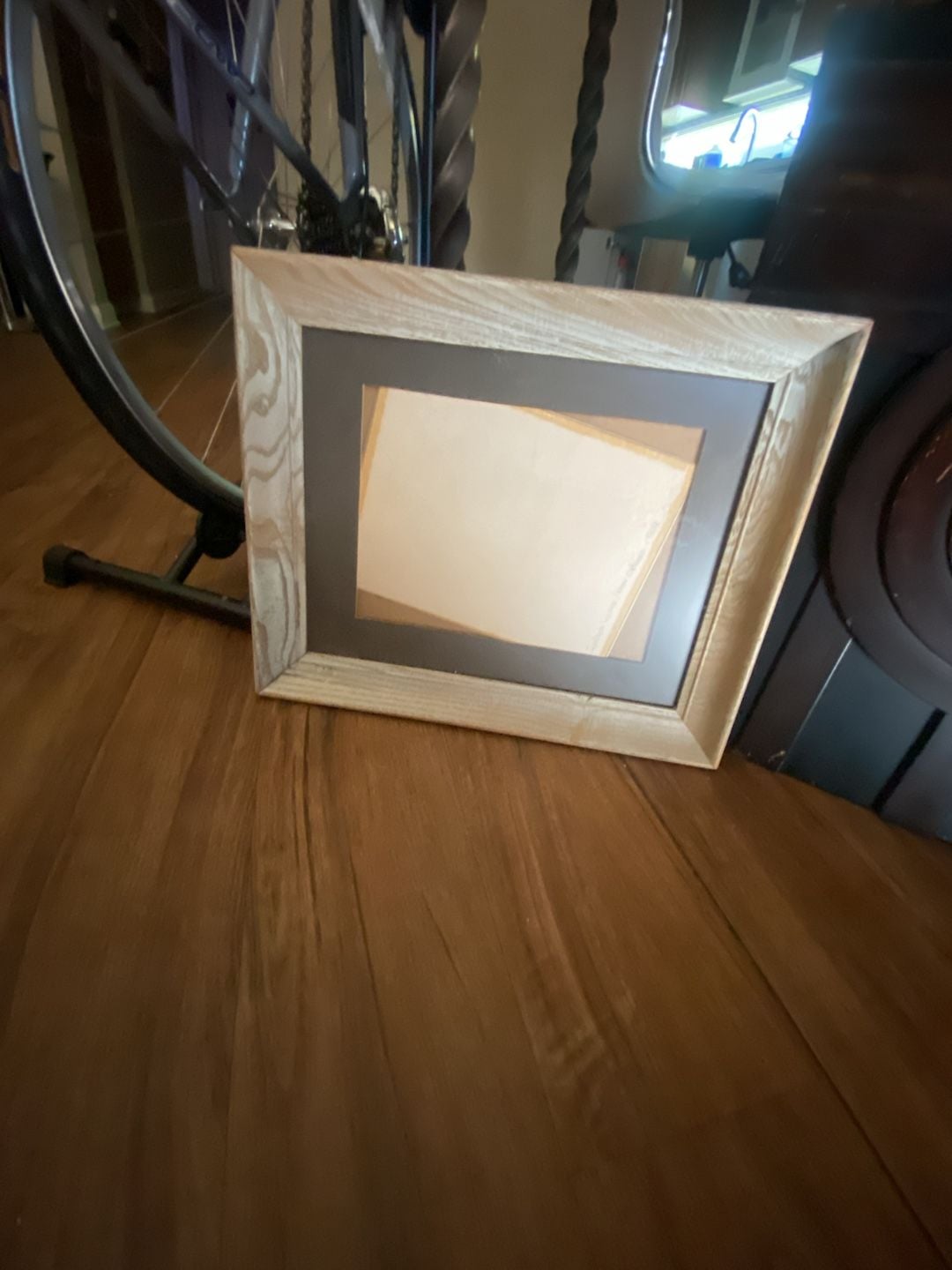 Decorative Wood Picture Frame and Geometric Wall Art Panel Set 2