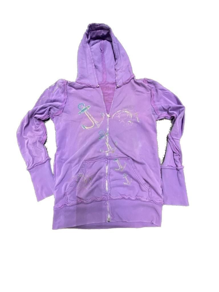 Retribution Purple Anchor Graphic Zip-Up Hoodie 1