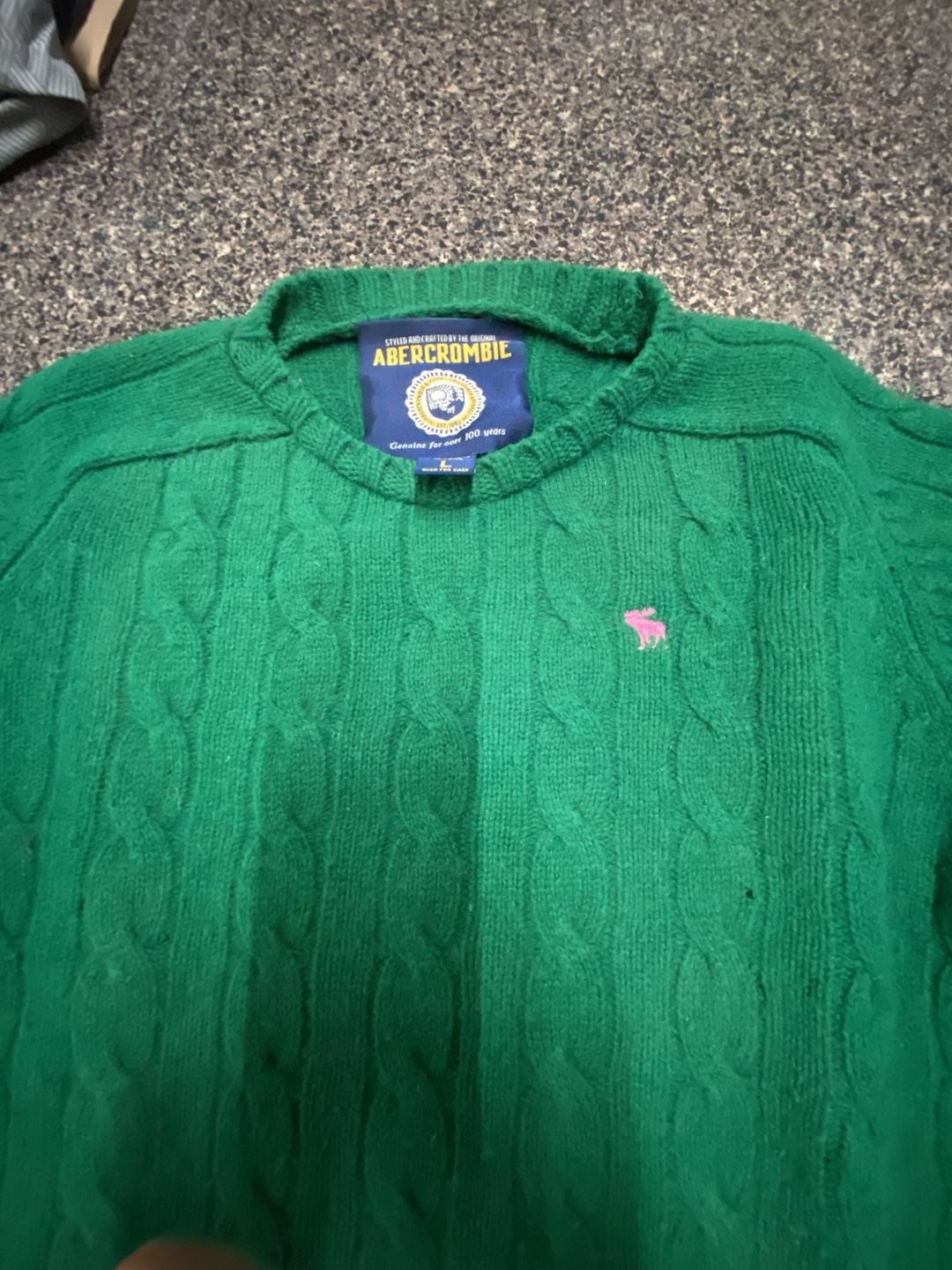 Abercrombie & Fitch Cable Knit Sweater Green Size L 2