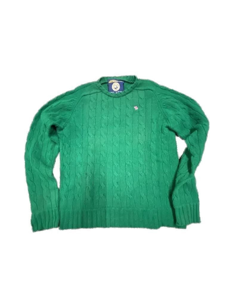 Abercrombie & Fitch Cable Knit Sweater Green Size L 1