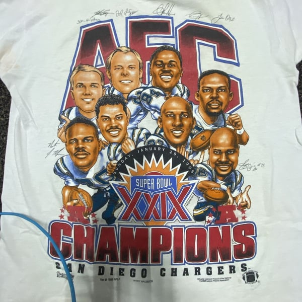 Vintage 1995 San Diego Chargers Super Bowl XXIX AFC Champions T-Shirt Size Large