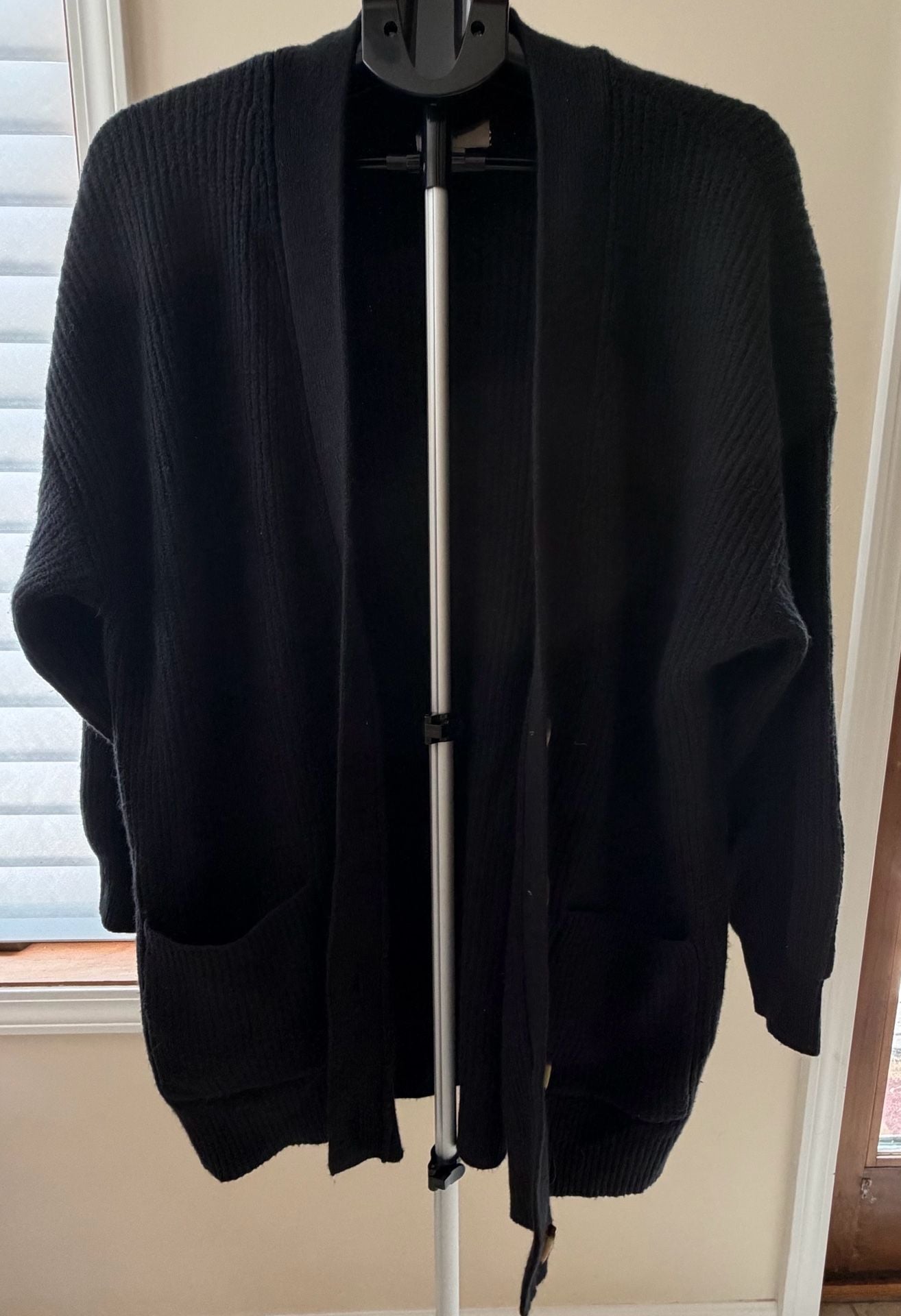 Aerie Black Ribbed Button-Front Cardigan Sweater Size M 2