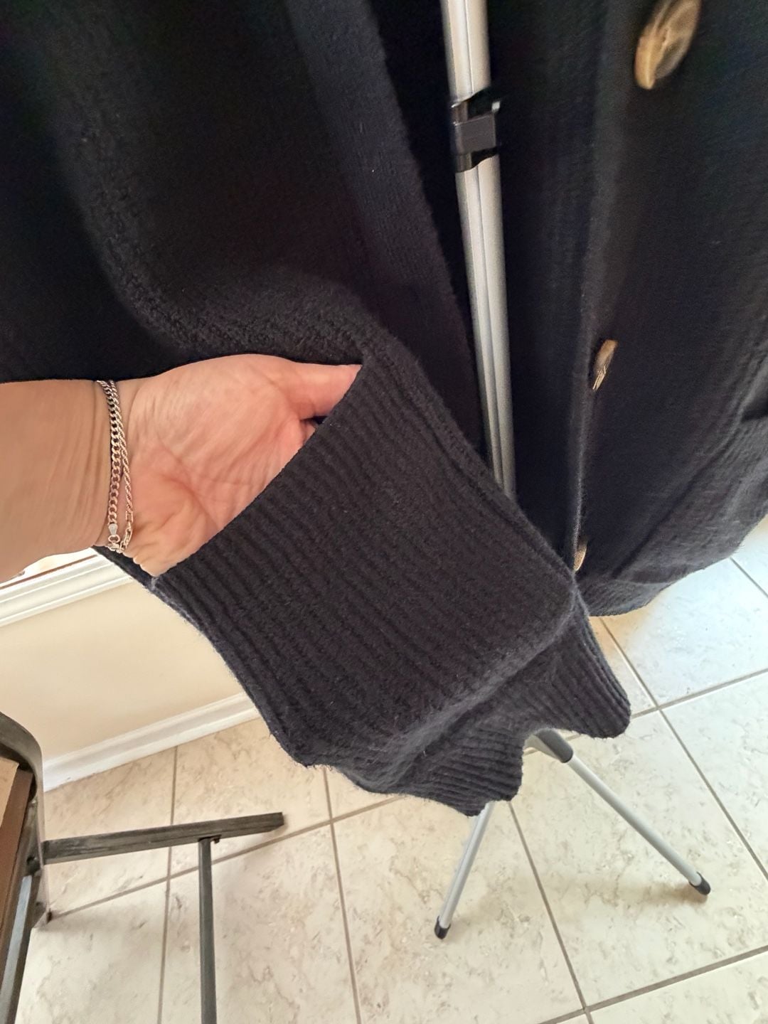 Aerie Black Ribbed Button-Front Cardigan Sweater Size M 4