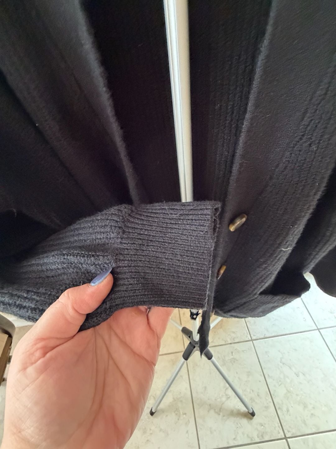Aerie Black Ribbed Button-Front Cardigan Sweater Size M 5