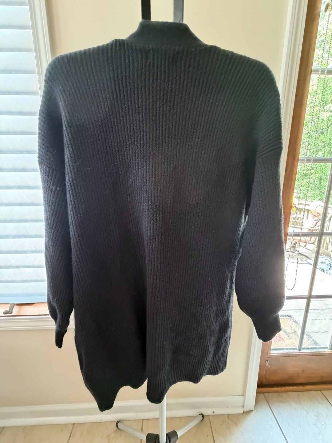 Aerie Black Ribbed Button-Front Cardigan Sweater Size M 9