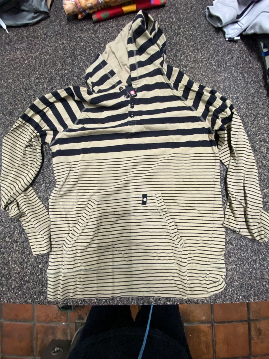 Element Striped Long Sleeve Henley Hoodie Size L 2