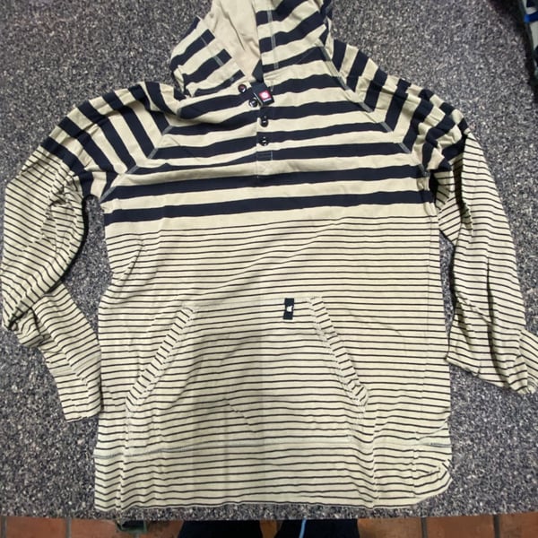 Element Striped Long Sleeve Henley Hoodie Size L