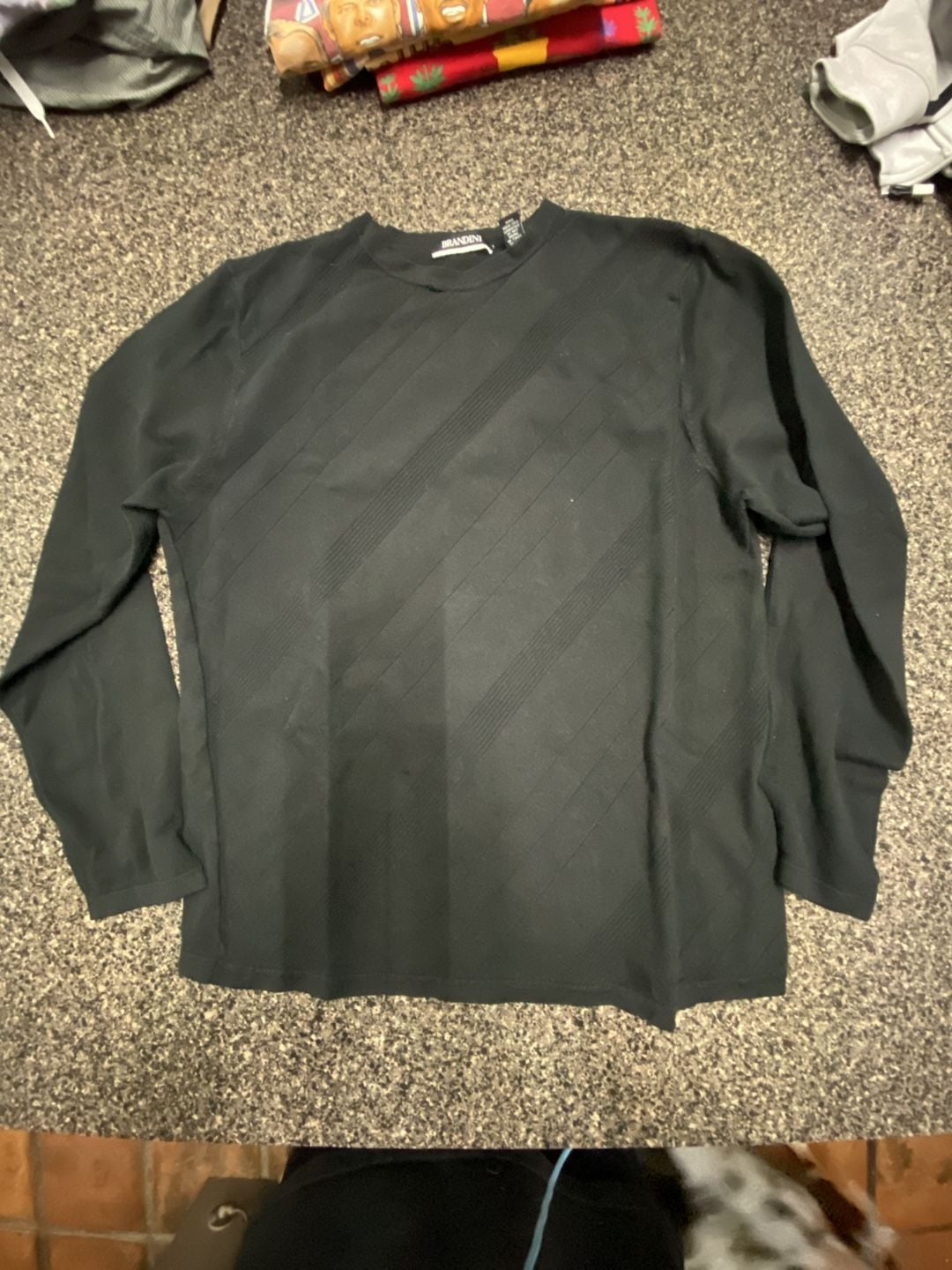 Brandini Men's Black Silk Blend Long Sleeve Knit Sweater Size Large 1
