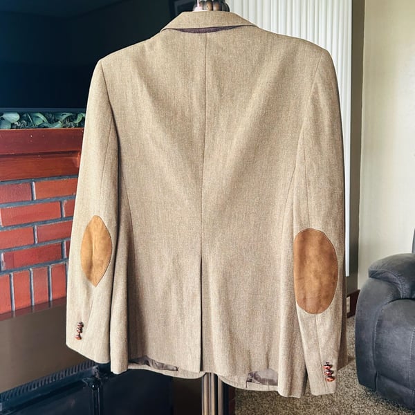Vintage Woolrich Tan Wool Blazer with Suede Elbow Patches