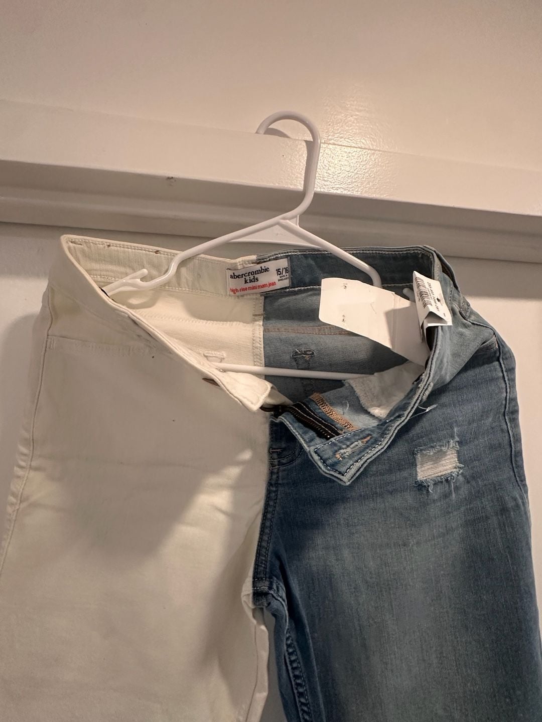 Abercrombie Kids High-Rise Mini Mom Jeans Size 15/16 Two-Tone 9