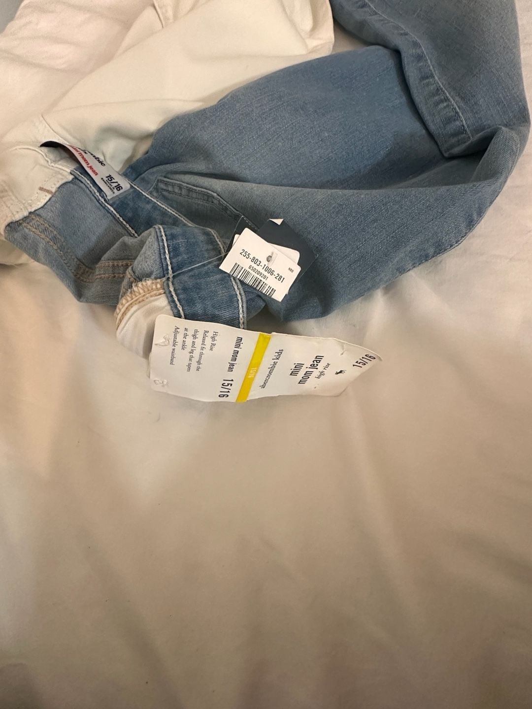 Abercrombie Kids High-Rise Mini Mom Jeans Size 15/16 Two-Tone 11