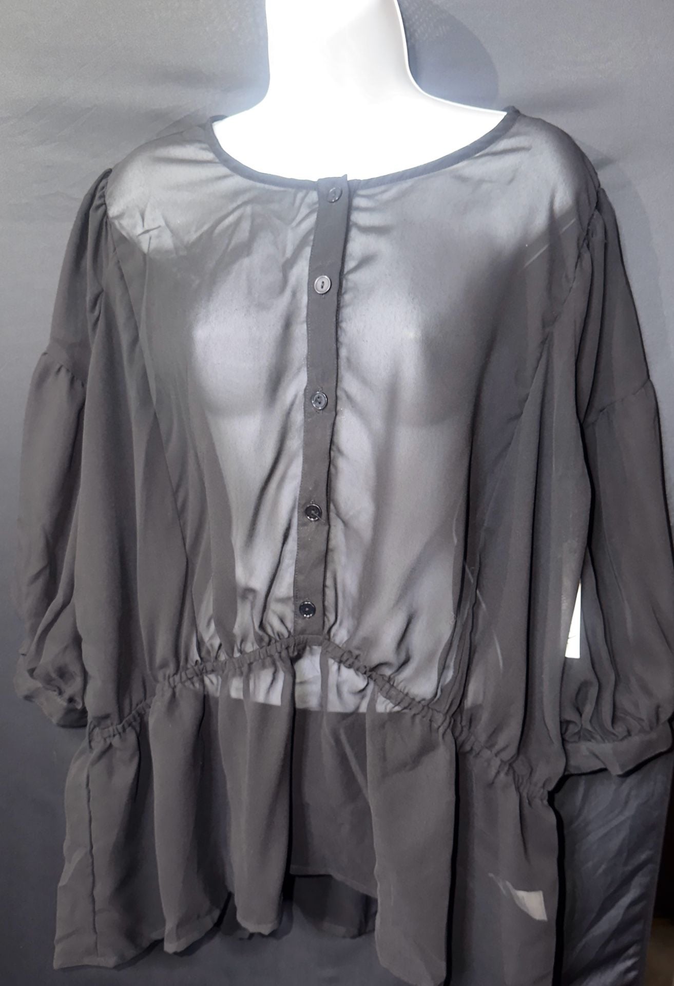 HAVE Black Sheer Button-Down Blouse Size 1X 3