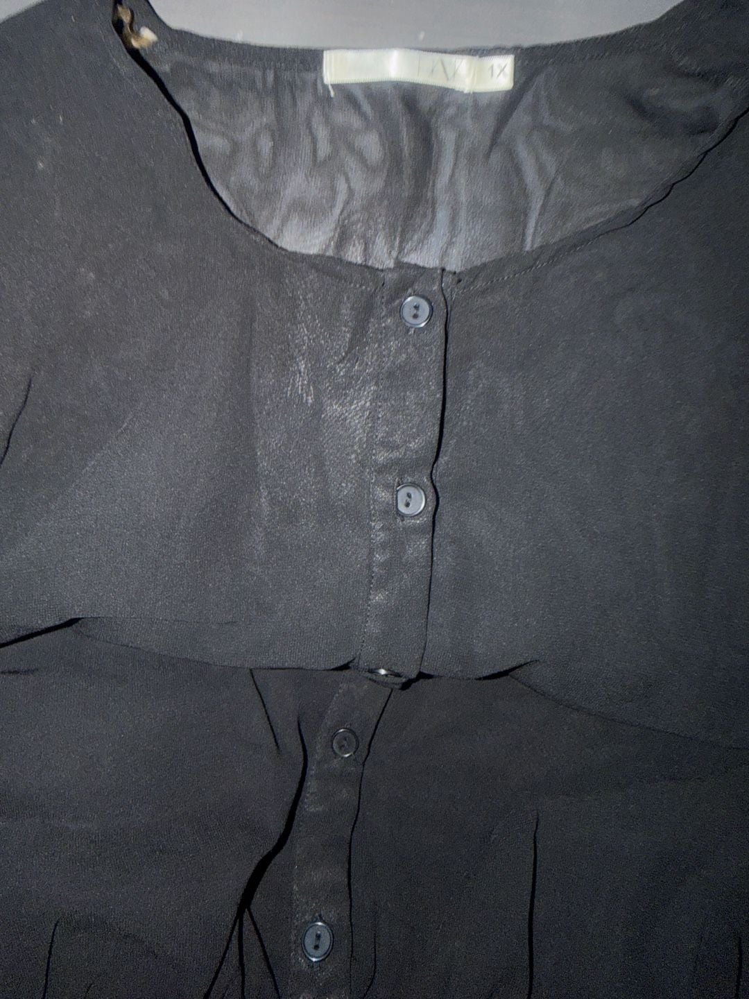 HAVE Black Sheer Button-Down Blouse Size 1X 5