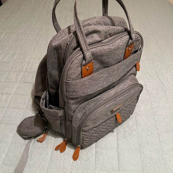 BabbleRoo Diaper Bag Backpack with Changing Pad & Stroller Straps