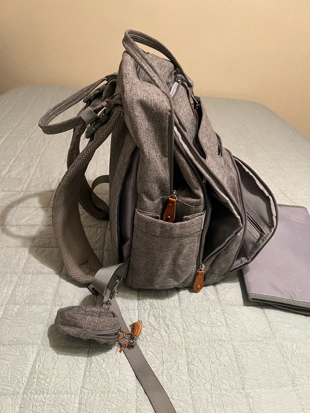 BabbleRoo Diaper Bag Backpack with Changing Pad & Stroller Straps 7