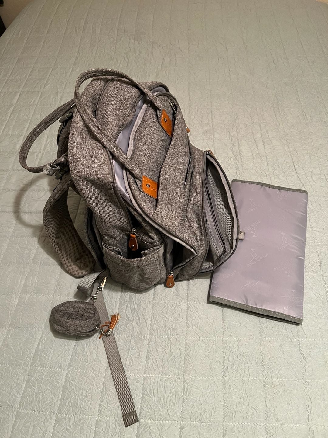 BabbleRoo Diaper Bag Backpack with Changing Pad & Stroller Straps 8