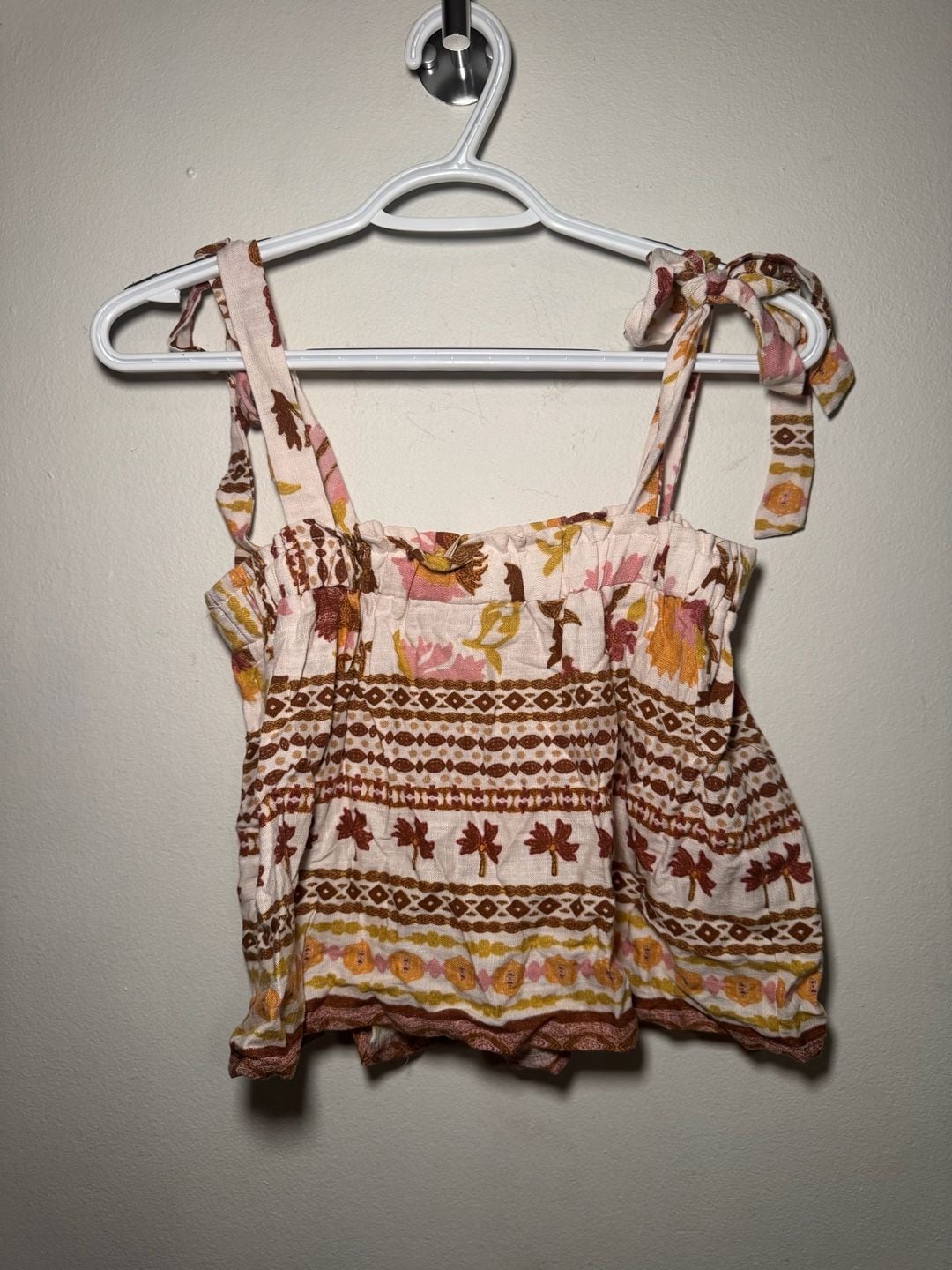 GLG Good Luck Gem Floral Print Tie Strap Tank Top Size S 3
