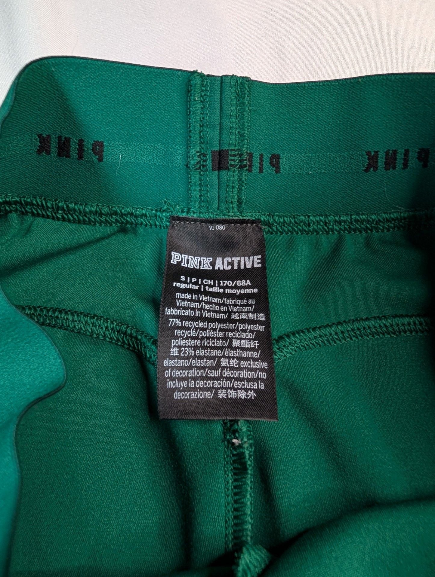 Victoria's Secret PINK Active Leggings Size S Green Logo Waistband 4