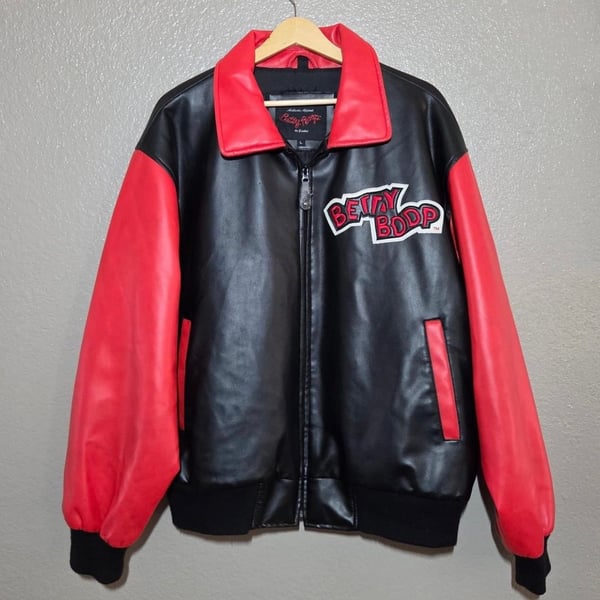 Vintage Betty Boop by Excelled Faux Leather Varsity Jacket Size L