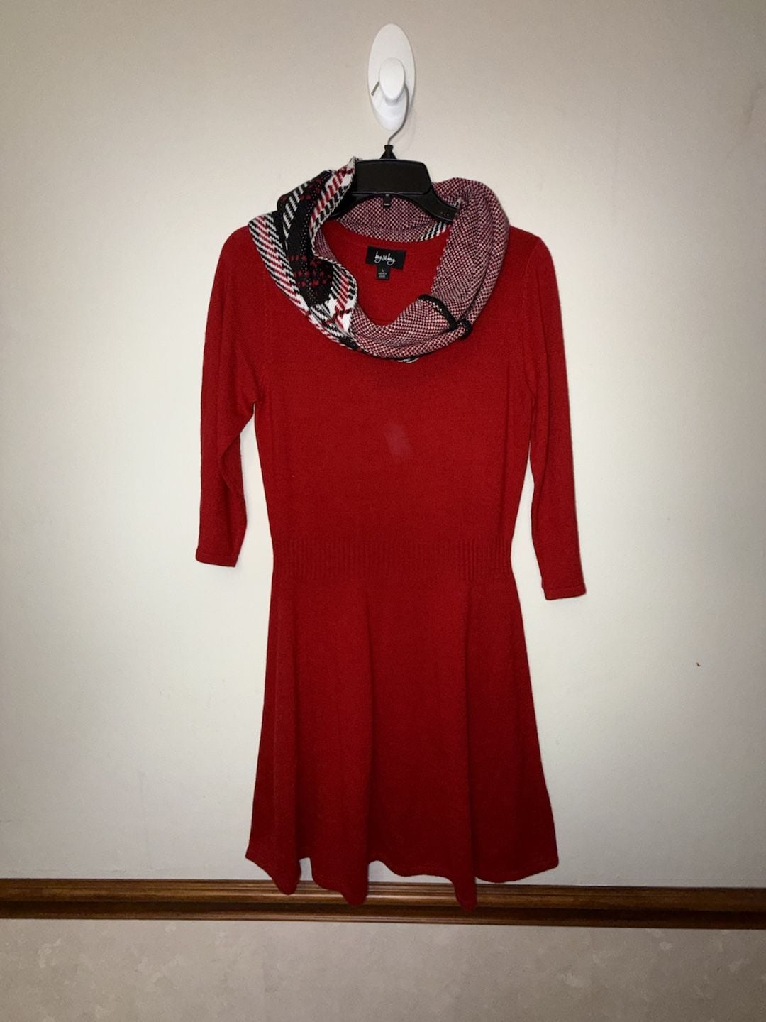 by&by Women's Red Knit Sweater Dress Size L 1