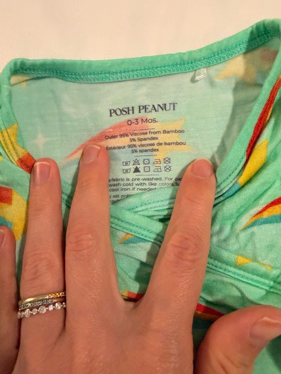 Posh Peanut Baby Footie Pajama Set 0-3 Mos Rainbow Star Print 2