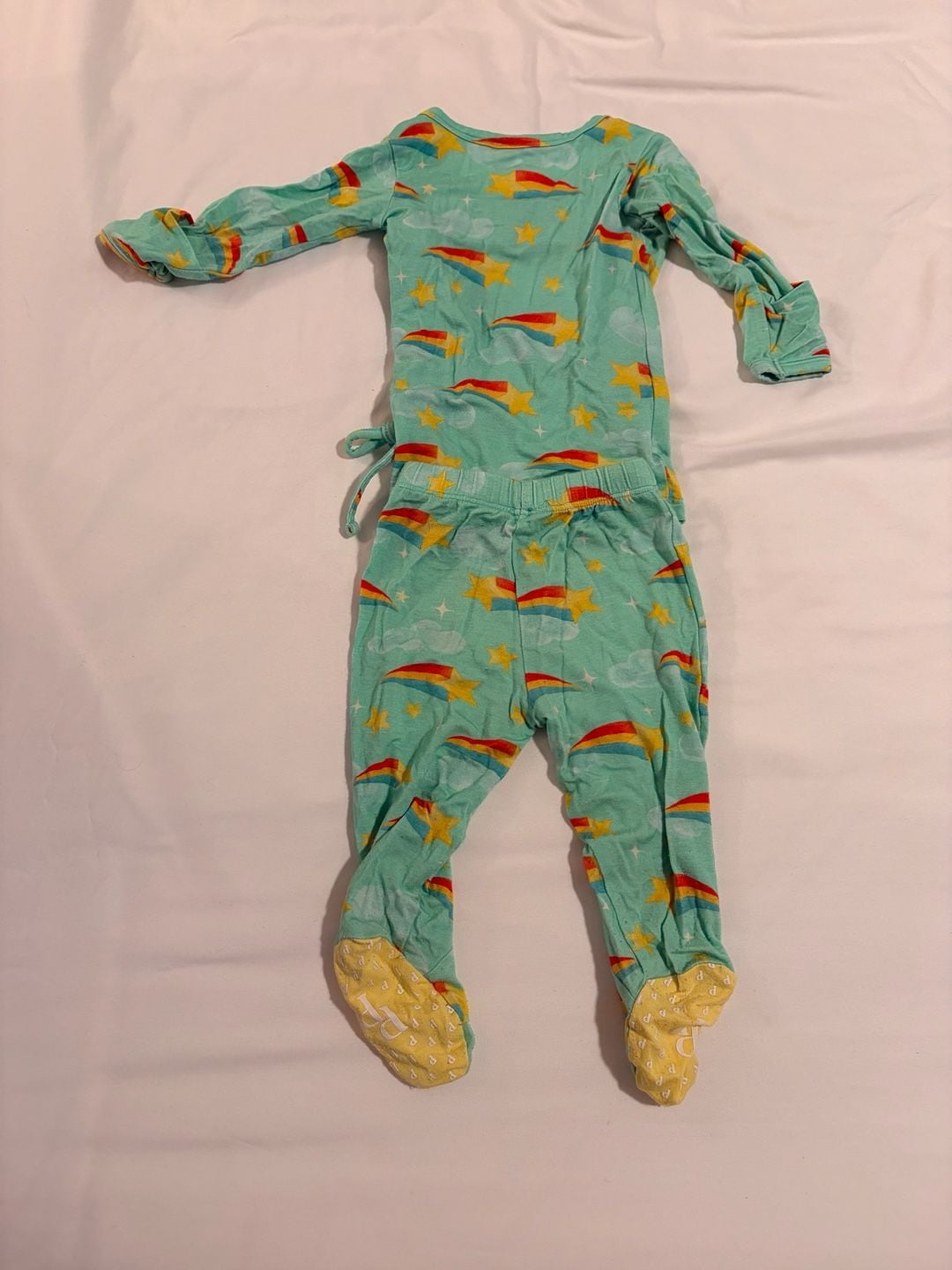Posh Peanut Baby Footie Pajama Set 0-3 Mos Rainbow Star Print 4