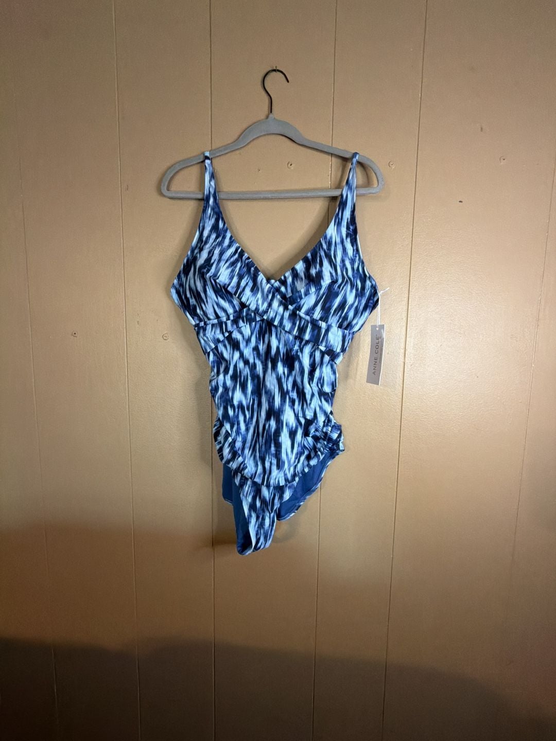 Anne Cole Women's One-Piece Swimsuit Blue White Size 16 1