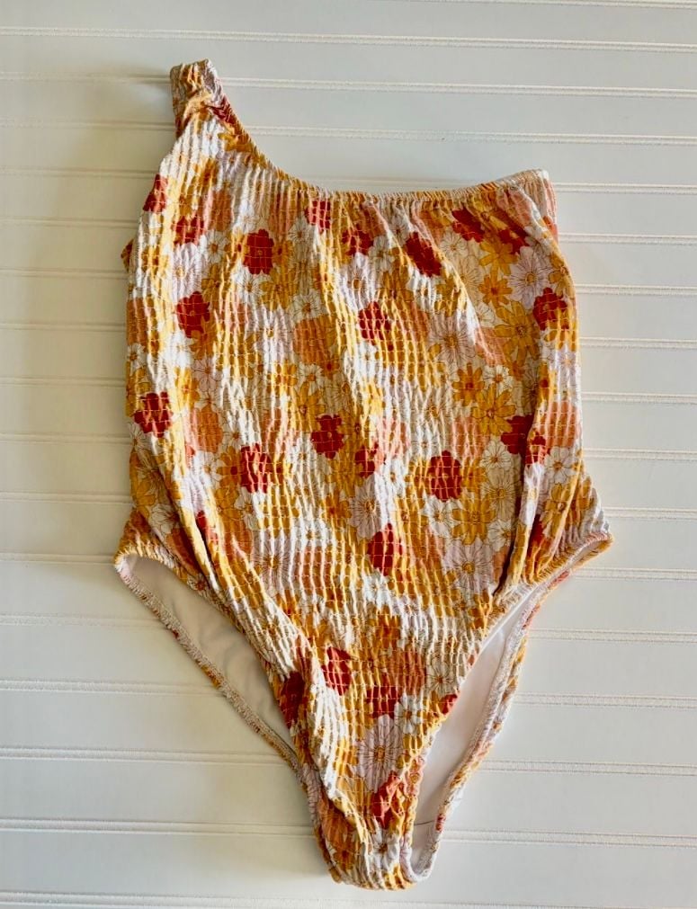 Charlie Holiday Floral One-Shoulder Shirred One-Piece Swimsuit Size L 2