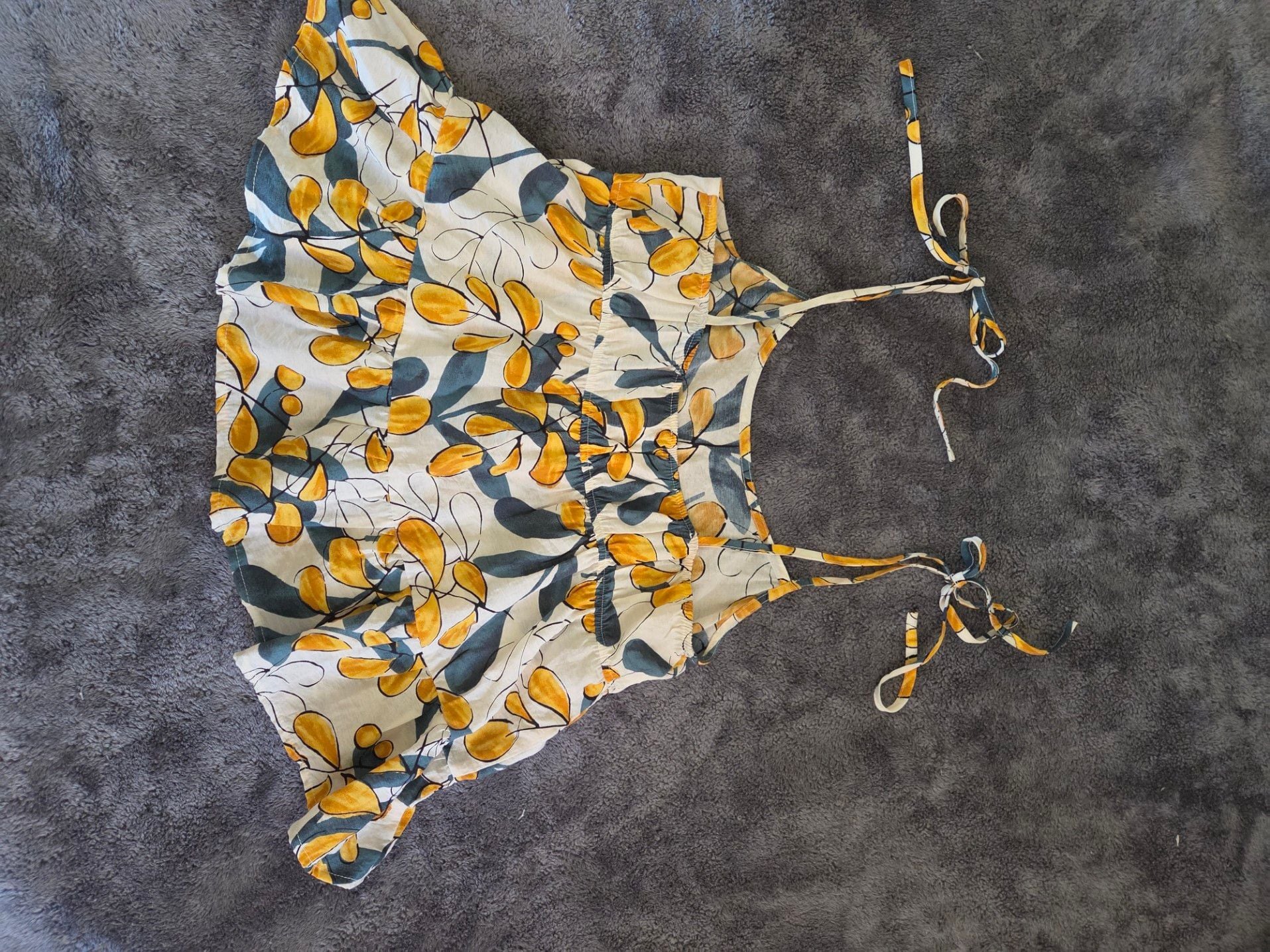 MINE Women's Floral Tiered babydoll Tie-Strap Tank Top Size M 4