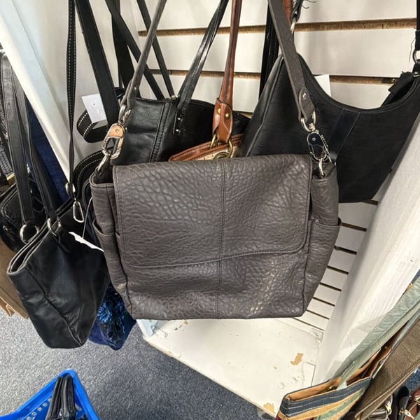 Jewell Brown Pebbled Leather Flap Shoulder Bag