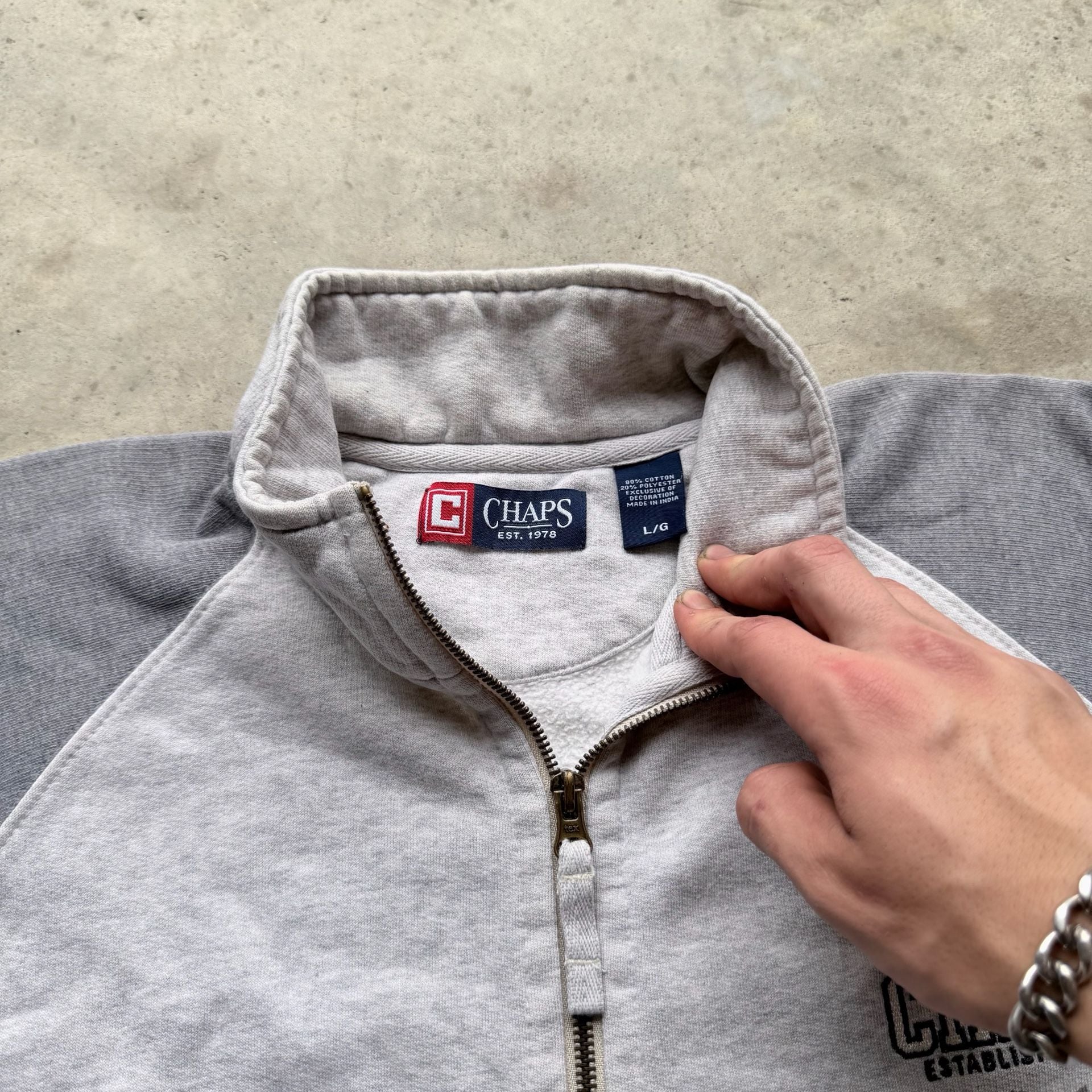 Chaps Est. 1978 Full Zip Sweatshirt Gray Size Large 5