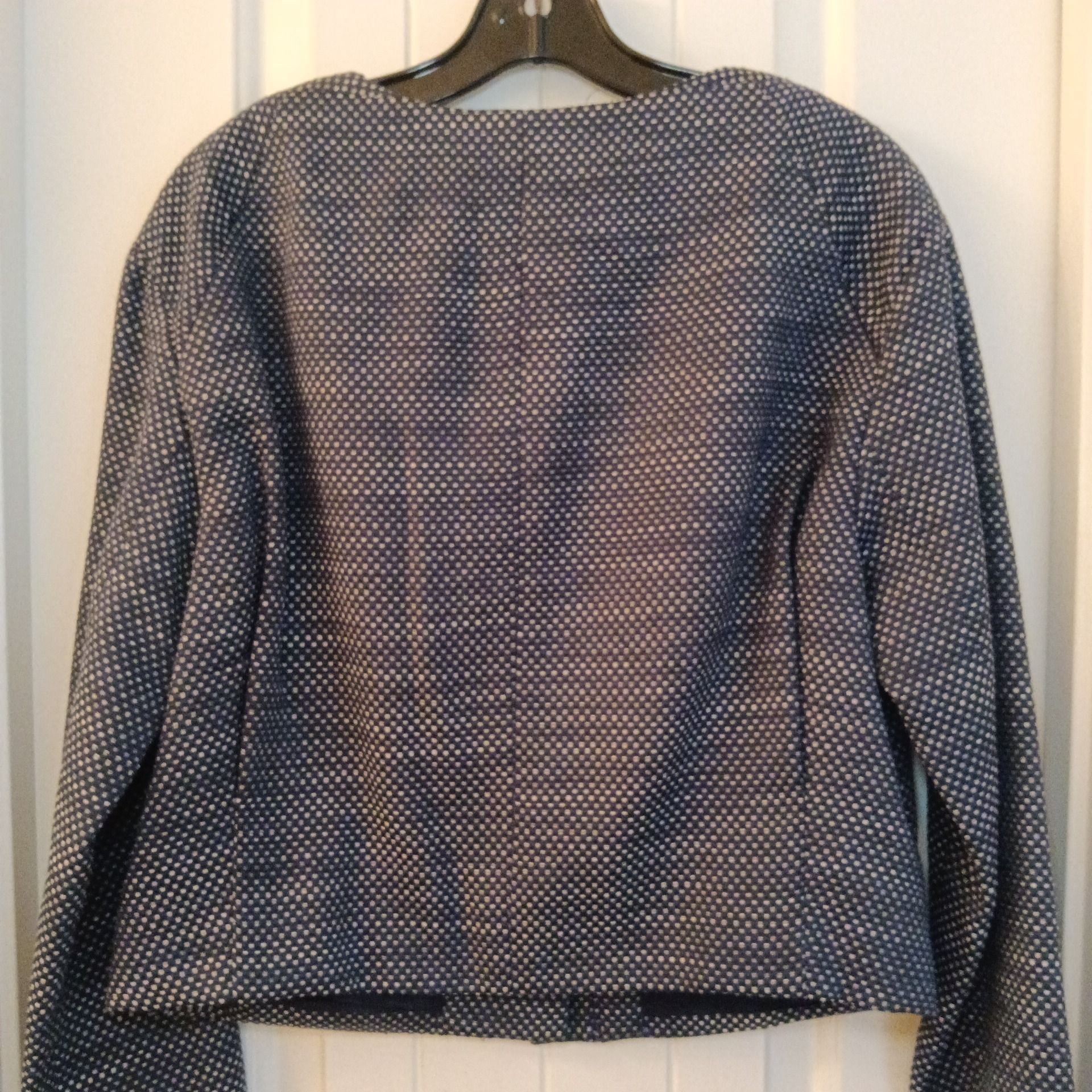 Jones New York Collection Women's Size 6 Navy Blue Textured Zip-Front Jacket 8