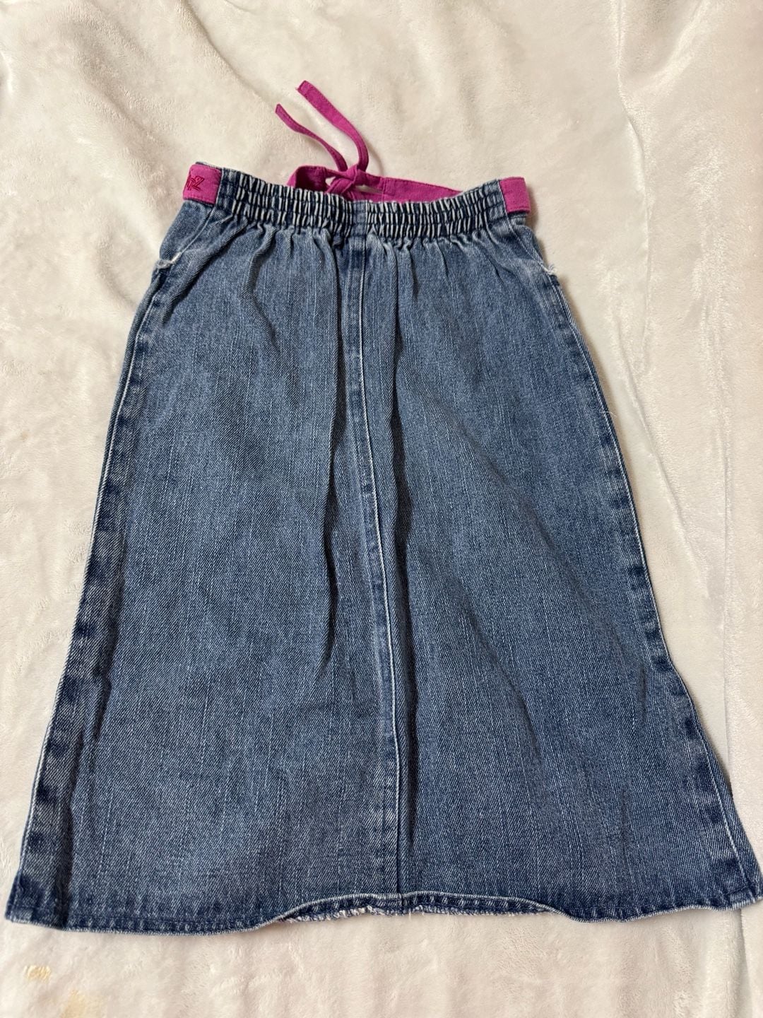 Bratz Girls Denim Skirt Size 6/6X Embroidered Floral Tie Waist 10