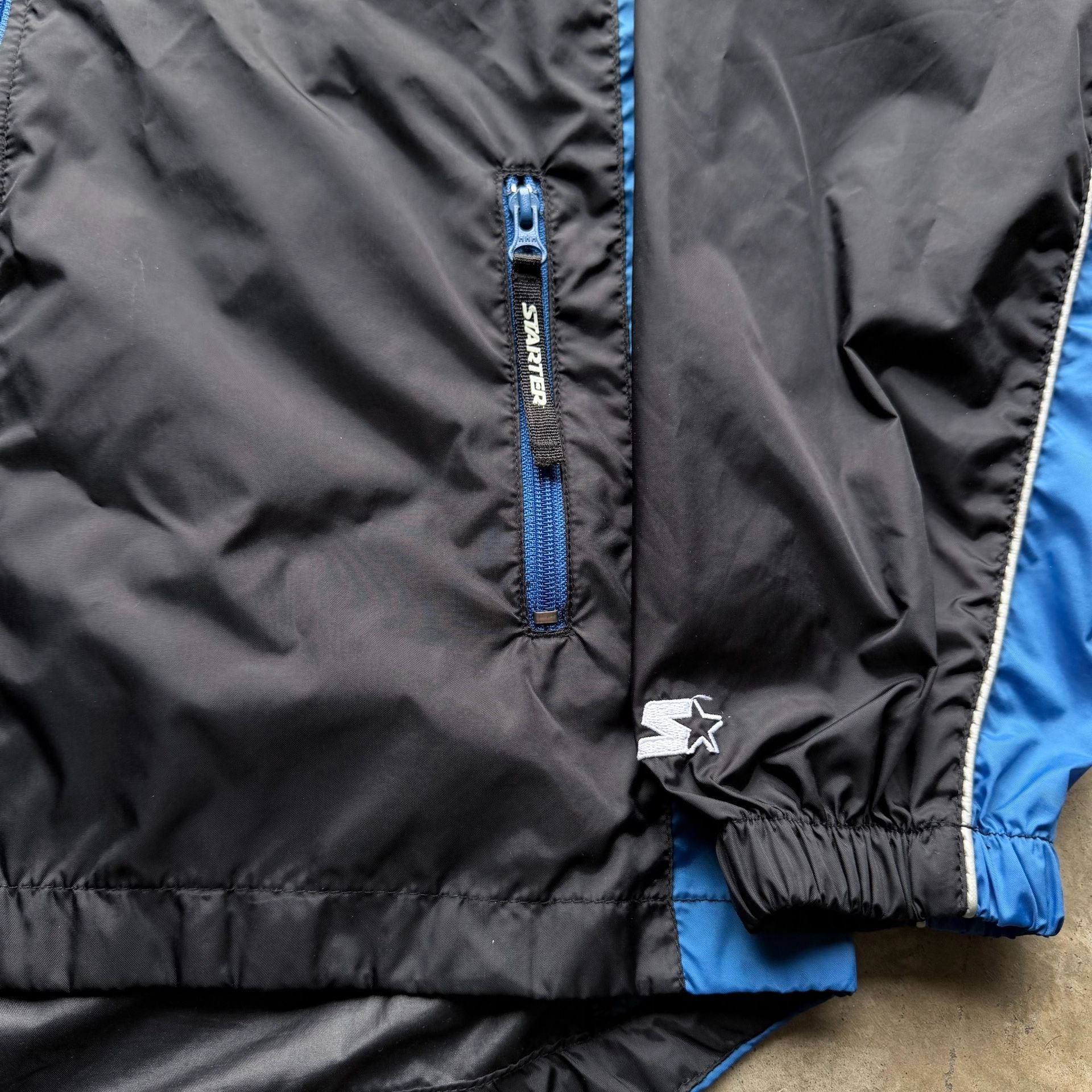 Starter Windbreaker Jacket Black Blue Size Large 3