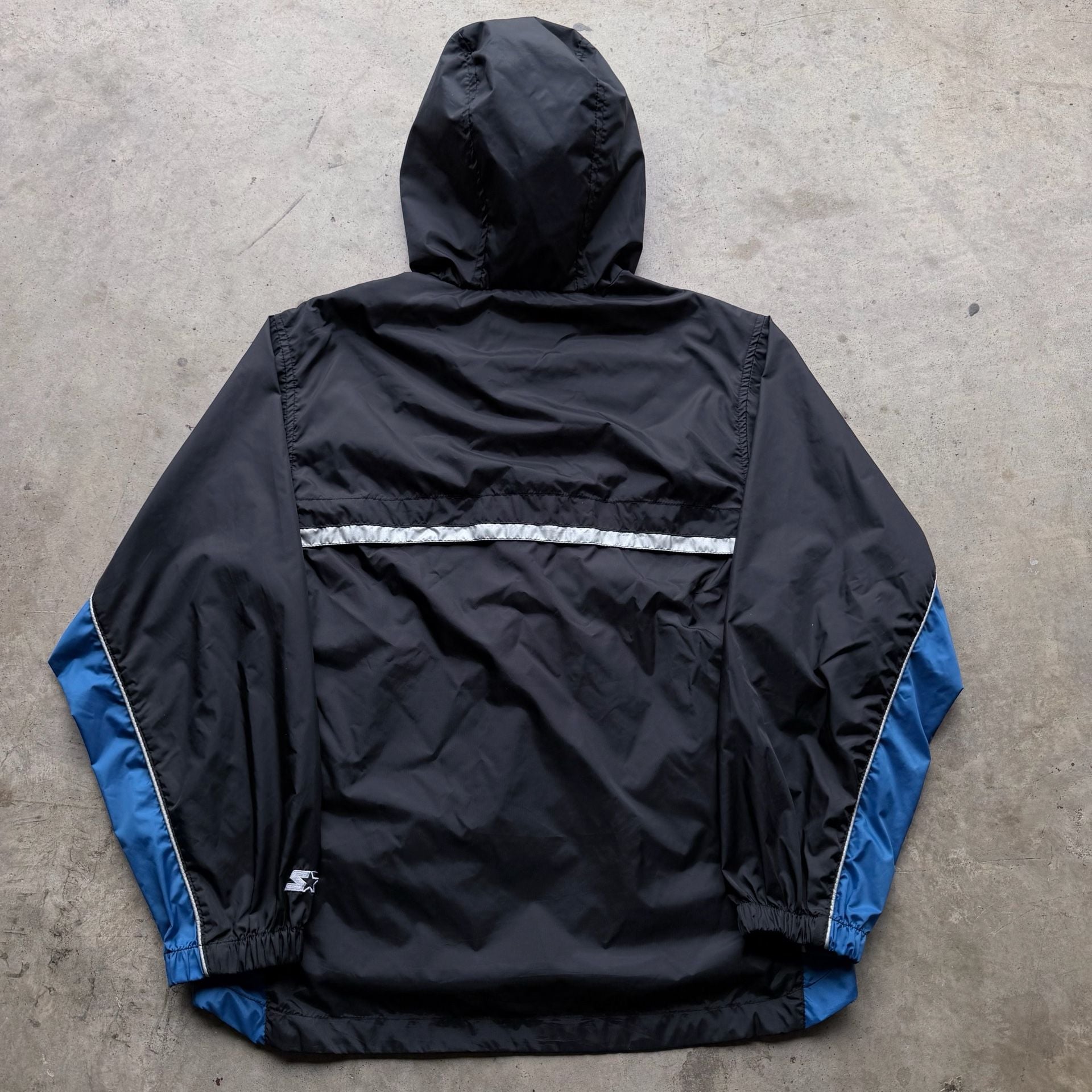 Starter Windbreaker Jacket Black Blue Size Large 5