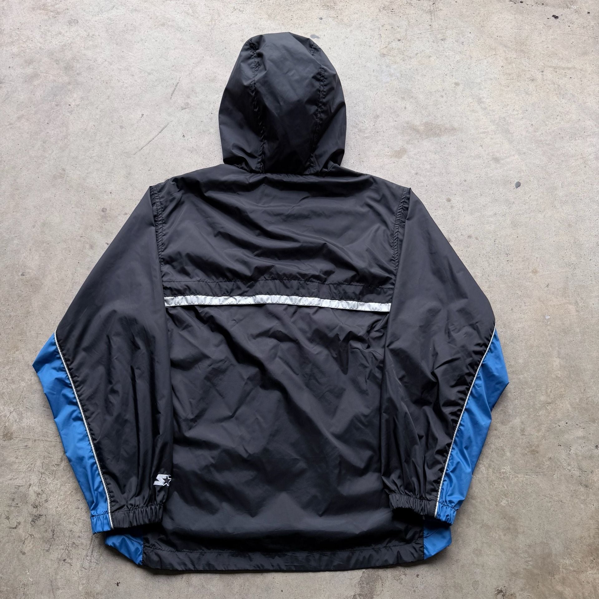 Starter Windbreaker Jacket Black Blue Size Large 6