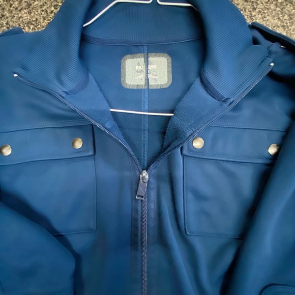 Express Men's Blue Full Zip Mock Neck Utility Jacket Size XS