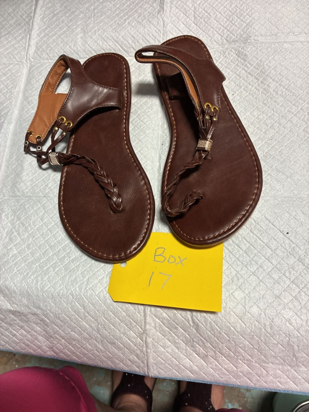 Unbranded Brown Braided T-Strap Sandals Size 37 2