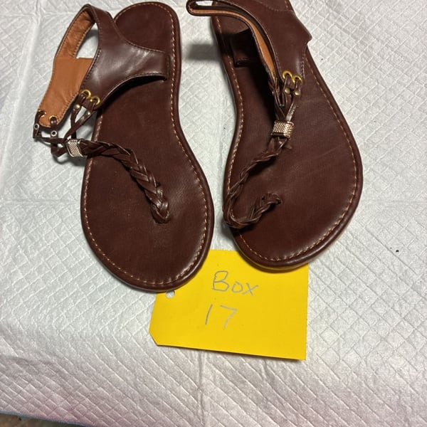 Unbranded Brown Braided T-Strap Sandals Size 37