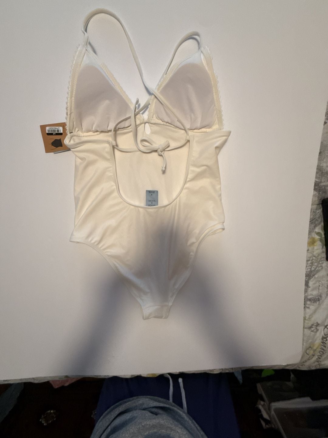 Shade & Shore Women's Crochet Detail One-Piece Swimsuit White Size M 3