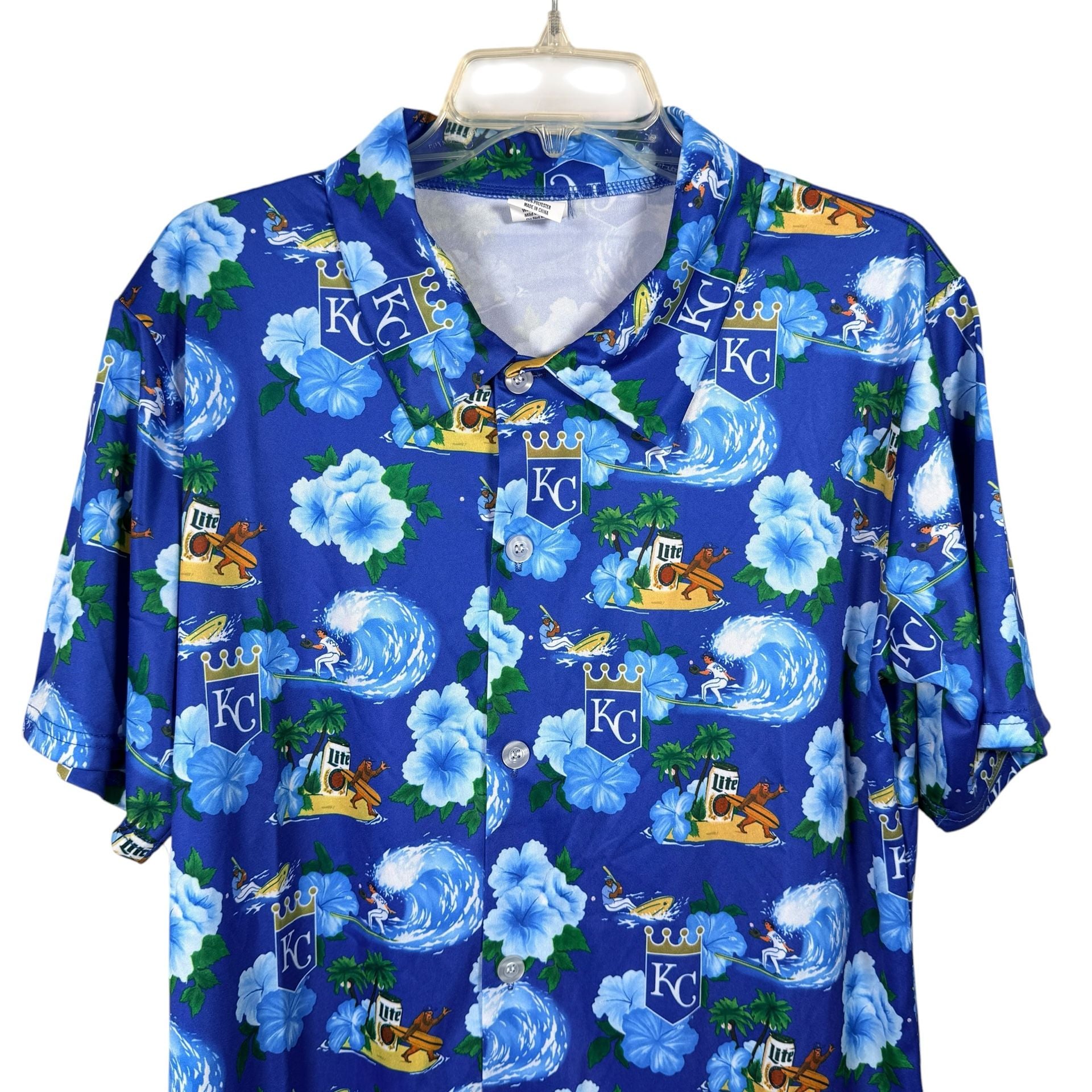 KC Royals Miller Lite Tropical Button Down  Size M Shirt 8
