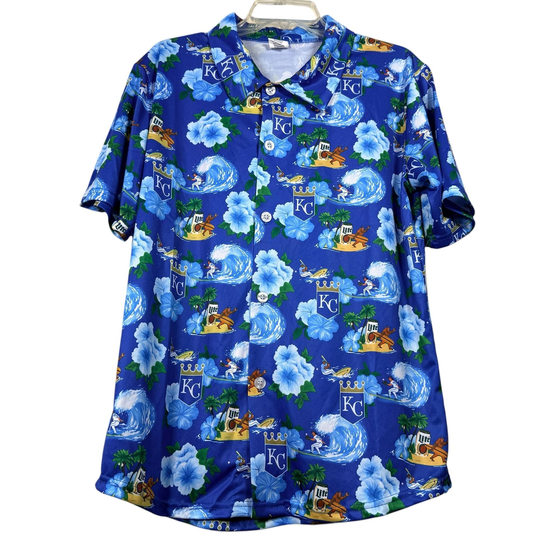 KC Royals Miller Lite Tropical Button Down  Size M Shirt 9