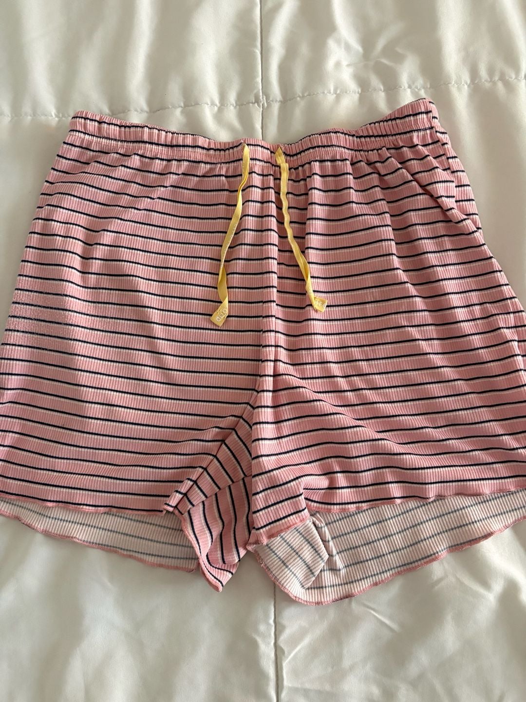 Life is Good Sleep Women's Size S Pink Striped Ribbed Lounge Shorts 1